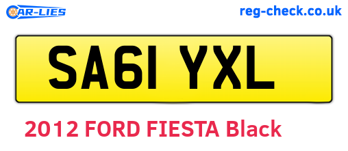SA61YXL are the vehicle registration plates.