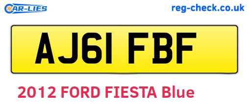 AJ61FBF are the vehicle registration plates.