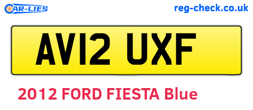 AV12UXF are the vehicle registration plates.