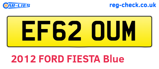 EF62OUM are the vehicle registration plates.