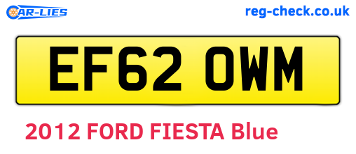 EF62OWM are the vehicle registration plates.