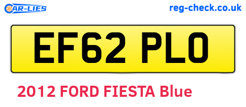 EF62PLO are the vehicle registration plates.