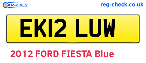 EK12LUW are the vehicle registration plates.
