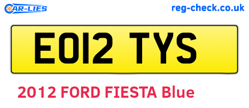 EO12TYS are the vehicle registration plates.