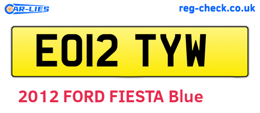 EO12TYW are the vehicle registration plates.