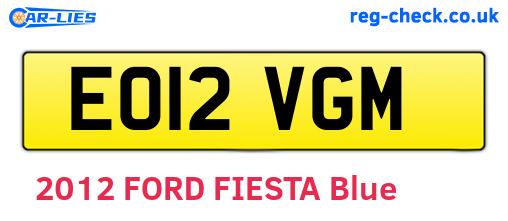 EO12VGM are the vehicle registration plates.