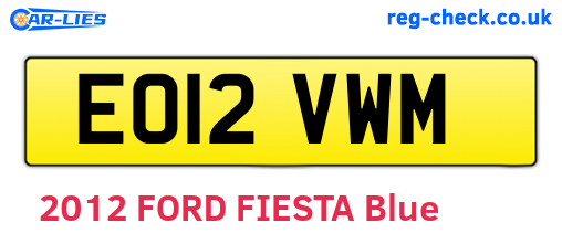 EO12VWM are the vehicle registration plates.