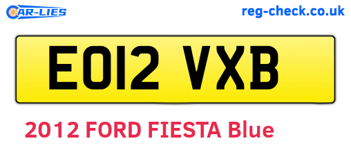 EO12VXB are the vehicle registration plates.