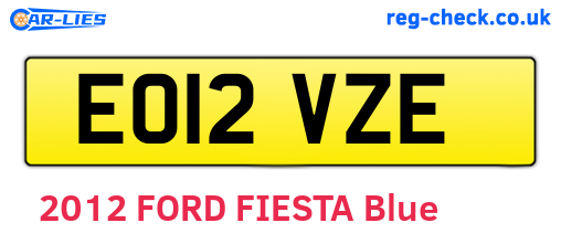 EO12VZE are the vehicle registration plates.