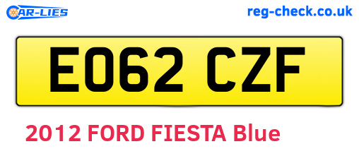 EO62CZF are the vehicle registration plates.