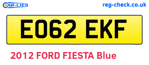 EO62EKF are the vehicle registration plates.
