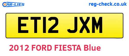 ET12JXM are the vehicle registration plates.