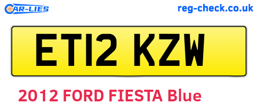 ET12KZW are the vehicle registration plates.