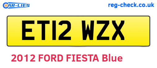 ET12WZX are the vehicle registration plates.