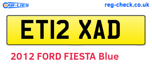 ET12XAD are the vehicle registration plates.