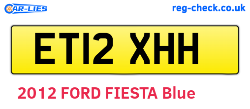 ET12XHH are the vehicle registration plates.