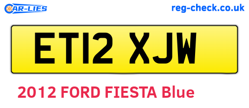 ET12XJW are the vehicle registration plates.