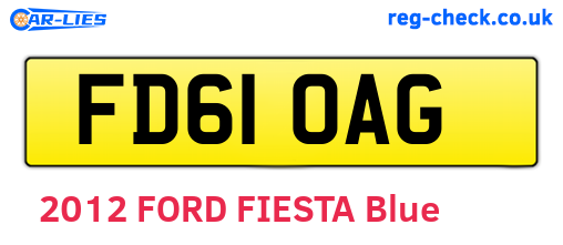 FD61OAG are the vehicle registration plates.