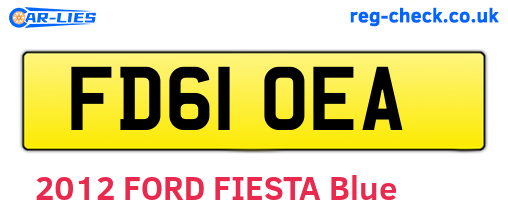 FD61OEA are the vehicle registration plates.