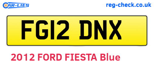 FG12DNX are the vehicle registration plates.