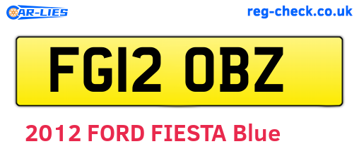 FG12OBZ are the vehicle registration plates.