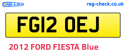 FG12OEJ are the vehicle registration plates.