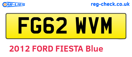 FG62WVM are the vehicle registration plates.