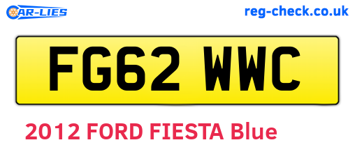 FG62WWC are the vehicle registration plates.