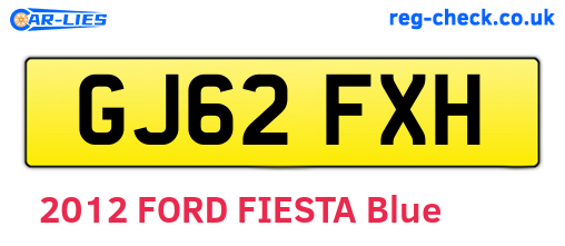 GJ62FXH are the vehicle registration plates.