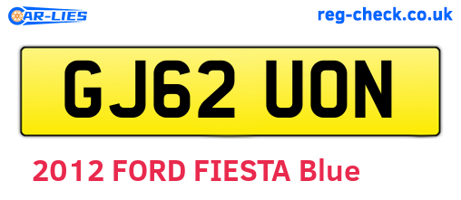 GJ62UON are the vehicle registration plates.