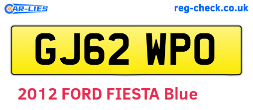GJ62WPO are the vehicle registration plates.