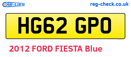 HG62GPO are the vehicle registration plates.