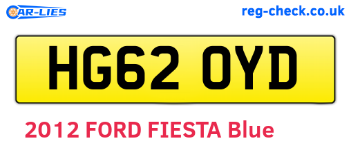 HG62OYD are the vehicle registration plates.