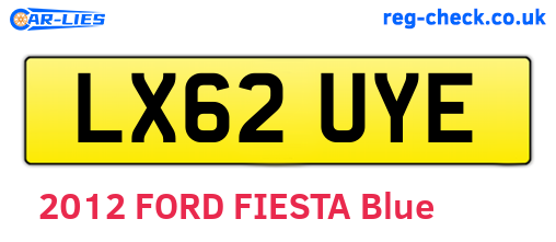 LX62UYE are the vehicle registration plates.