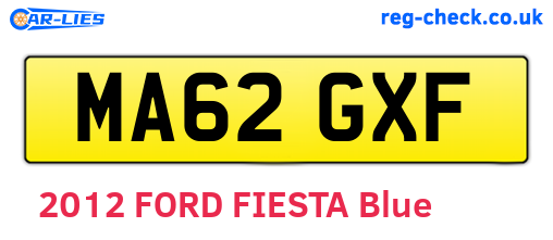 MA62GXF are the vehicle registration plates.