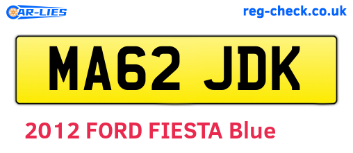 MA62JDK are the vehicle registration plates.