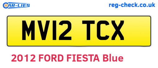MV12TCX are the vehicle registration plates.
