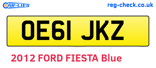 OE61JKZ are the vehicle registration plates.