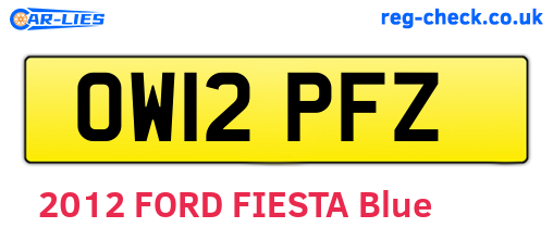 OW12PFZ are the vehicle registration plates.