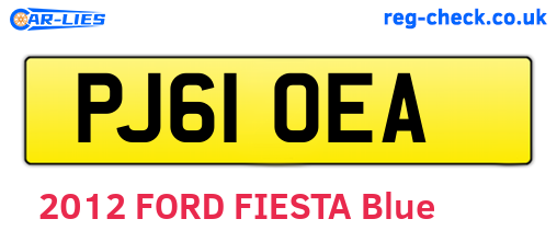 PJ61OEA are the vehicle registration plates.