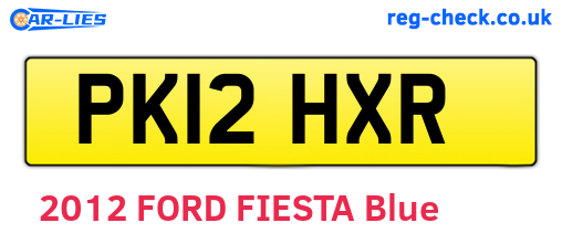 PK12HXR are the vehicle registration plates.