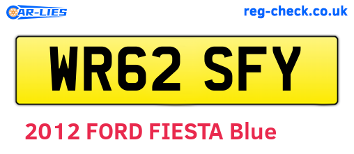 WR62SFY are the vehicle registration plates.