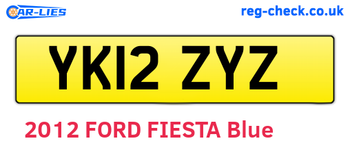 YK12ZYZ are the vehicle registration plates.