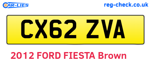 CX62ZVA are the vehicle registration plates.