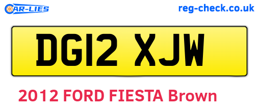 DG12XJW are the vehicle registration plates.