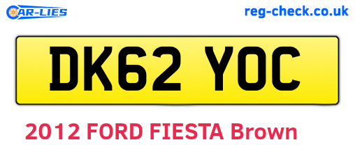 DK62YOC are the vehicle registration plates.