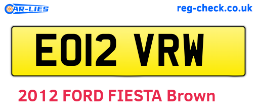 EO12VRW are the vehicle registration plates.