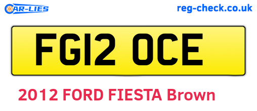 FG12OCE are the vehicle registration plates.