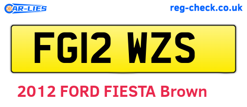 FG12WZS are the vehicle registration plates.