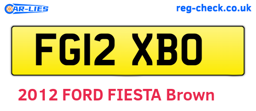 FG12XBO are the vehicle registration plates.
